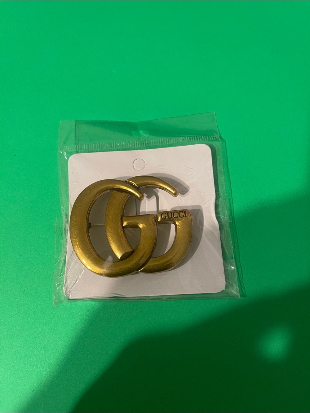 Stainless steel Gold Plated Double G Brooch Pin